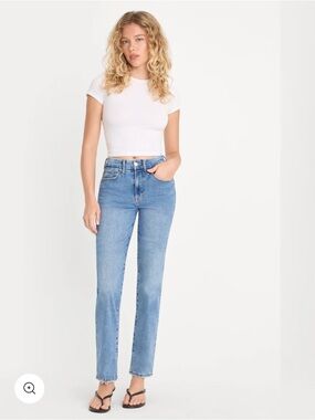 Good American Always Fits Good Legs Straight Jean Womens 10/30 Blue High Rise